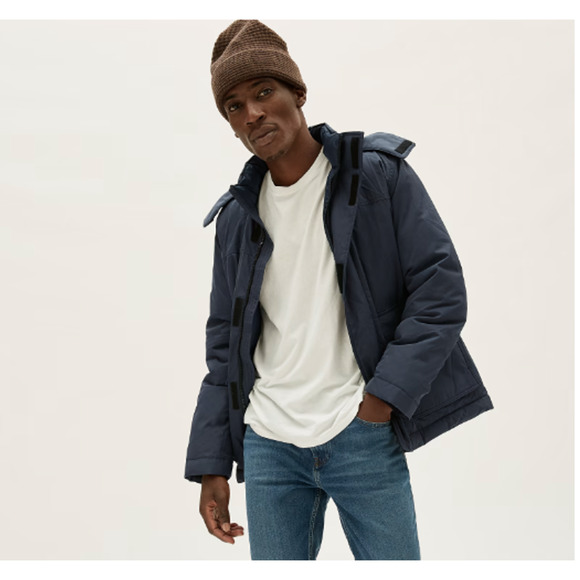 Everlane Mens The Renew Short Parka Coat Small India Ink Blue NWT FLAW - Picture 1 of 10